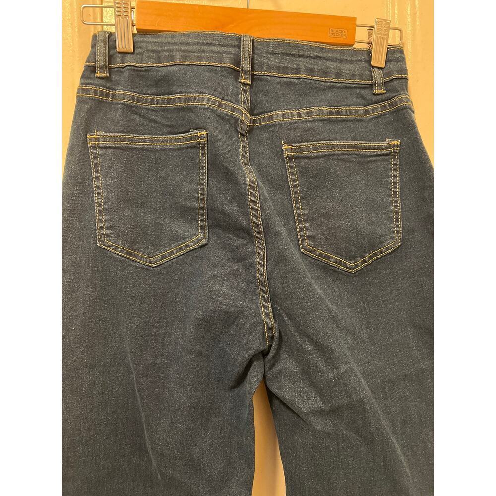 Women's Stretch Button Fly Fit Flare Bottom Blue Jeans Size Medium - Picture 6 of 9
